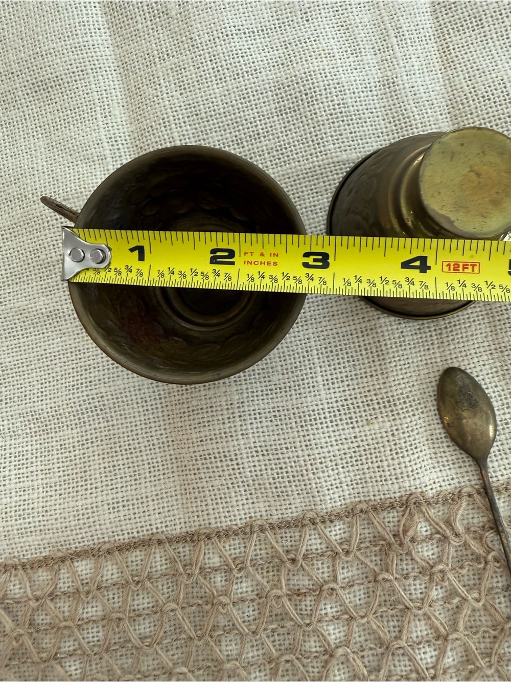 Vintage Floral Embossed brass Tea Cups with Spoons - Picture 8 of 10